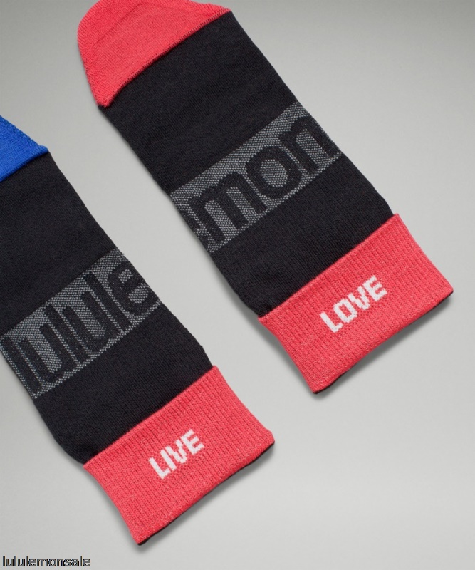 Lululemon Damen DELULU439 | Lululemon Deutschland Black Daily Stride Mid-crew Socke Rainbow